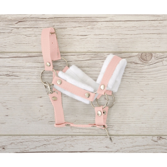 The adjustable halter for Hobby Horse A3 - powder pink with white furry