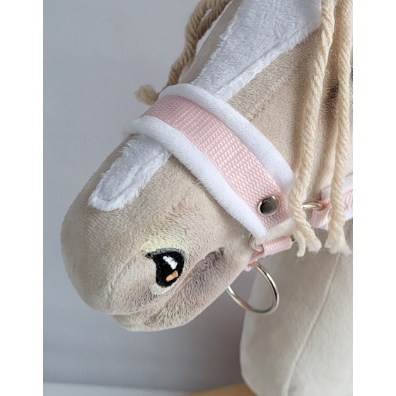The adjustable halter for Hobby Horse A3 - powder pink with white furry