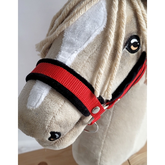 The adjustable halter for Hobby Horse A3 - red with black furry