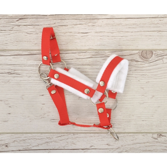 The adjustable halter for Hobby Horse A3 - red with white furry