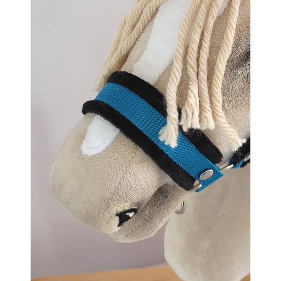 The adjustable halter for Hobby Horse A3 - turquoise with black furry