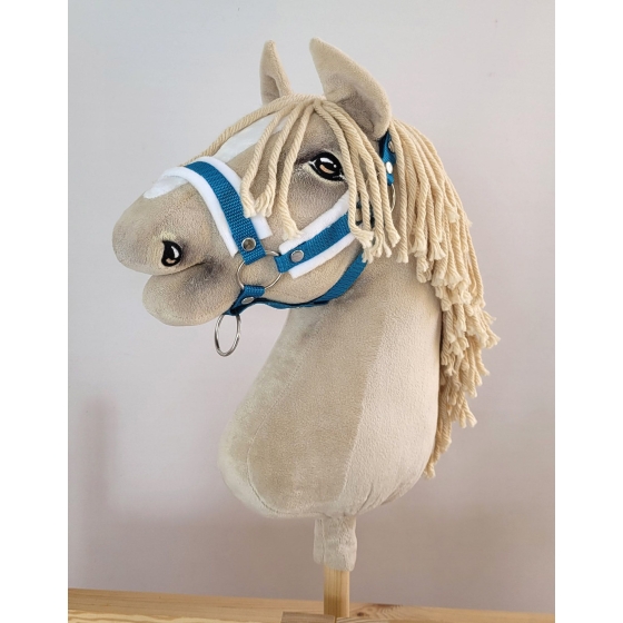 The adjustable halter for Hobby Horse A3 - turquoise with white furry