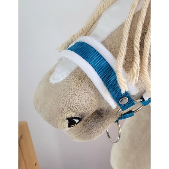 The adjustable halter for Hobby Horse A3 - turquoise with white furry