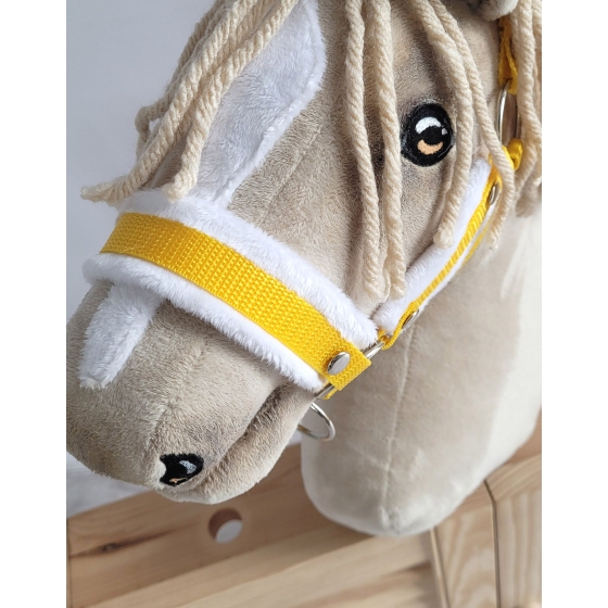 The adjustable halter for Hobby Horse A3 - yellow with white furry