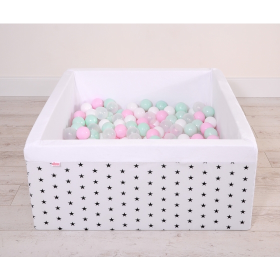 Toddler Ball-pit Dry Pool minky with balls 200pcs - black Stars