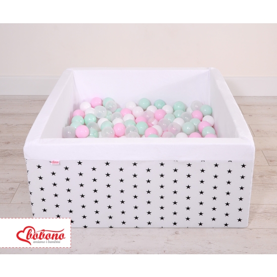 Toddler Ball-pit Dry Pool minky with balls 200pcs - black Stars