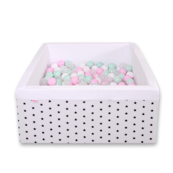 Toddler Ball-pit Dry Pool minky with balls 200pcs - black Stars