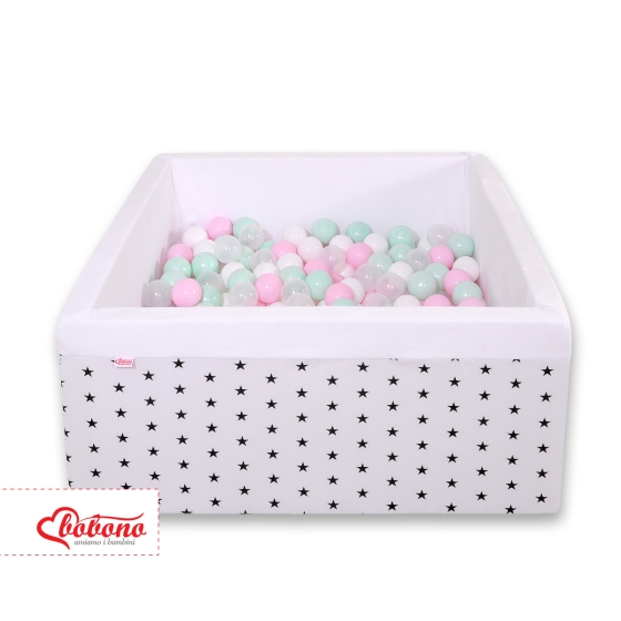 Toddler Ball-pit Dry Pool minky with balls 200pcs - black Stars