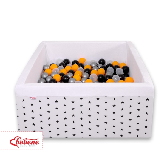 Toddler Ball-pit Dry Pool minky with balls 200pcs - black Stars