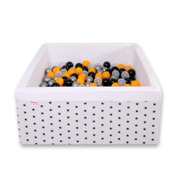Toddler Ball-pit Dry Pool minky with balls 200pcs - black Stars