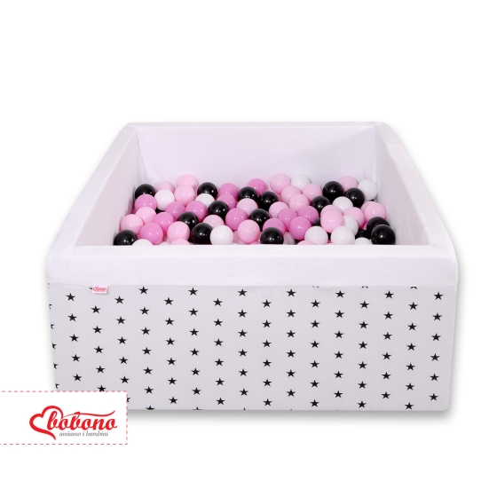 Toddler Ball-pit Dry Pool minky with balls 200pcs - black Stars