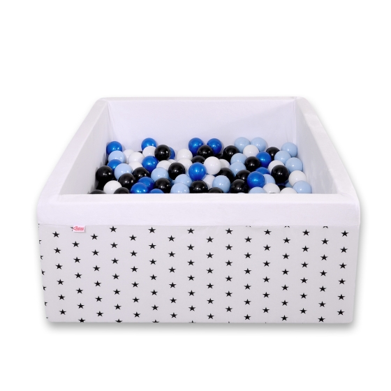 Toddler Ball-pit Dry Pool minky with balls 200pcs - black Stars