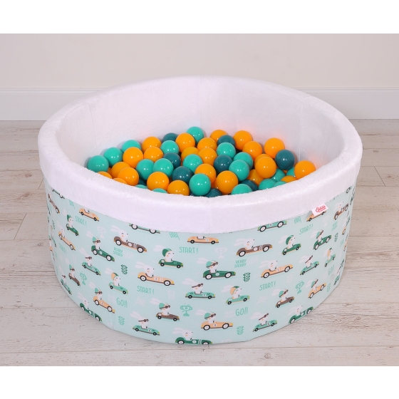 Toddlers Ball-pit Dry Pool minky with balls 200pcs - mint rabbits