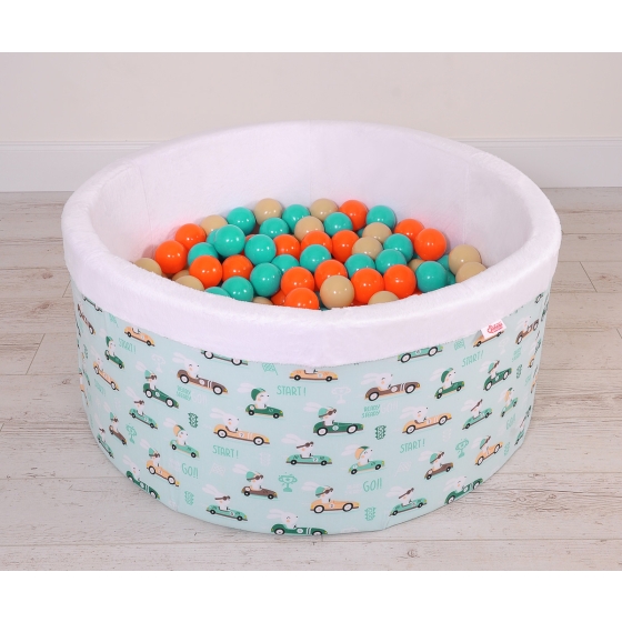 Toddlers Ball-pit Dry Pool minky with balls 200pcs - mint rabbits