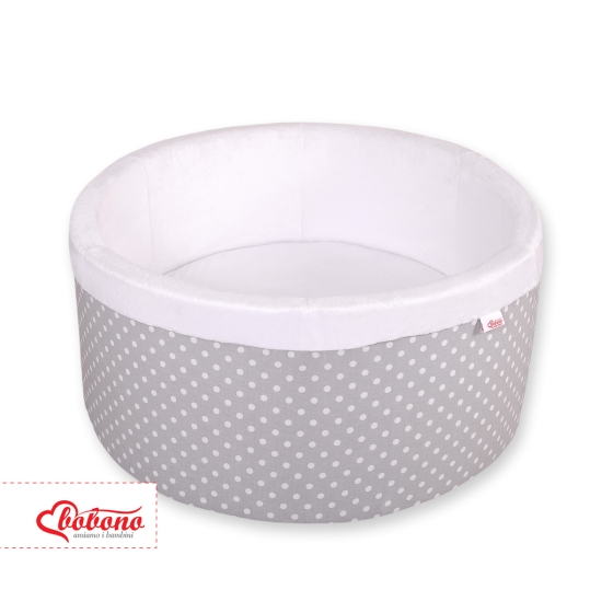 Toddlers Ball-pit Dry Pool minky without balls - white dots on Gray