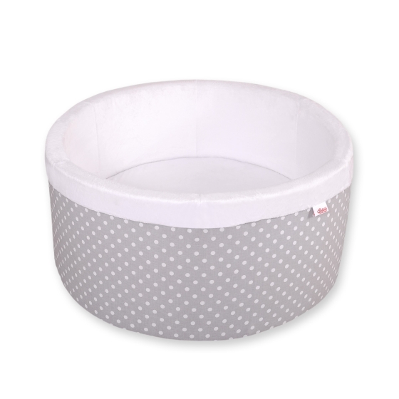 Toddlers Ball-pit Dry Pool minky without balls - white dots on Gray