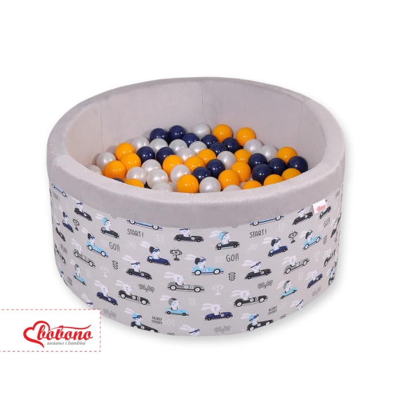 Toddlers Ball-pit minky with balls 200pcs - gray rabbits