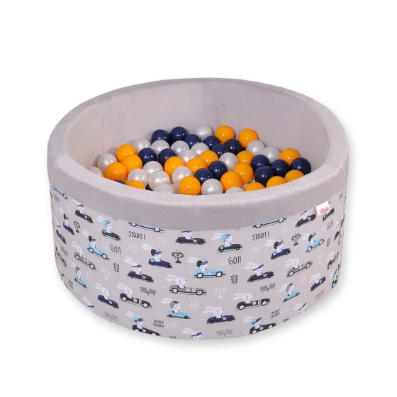 Toddlers Ball-pit minky with balls 200pcs - gray rabbits