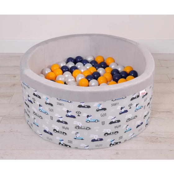 Toddlers Ball-pit minky with balls 200pcs - gray rabbits