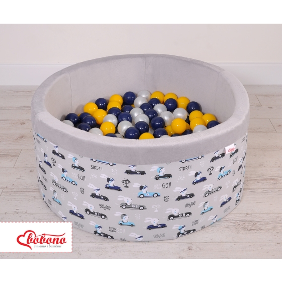 Toddlers Ball-pit minky with balls 200pcs - gray rabbits