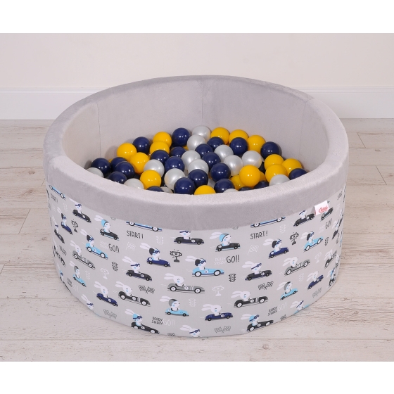 Toddlers Ball-pit minky with balls 200pcs - gray rabbits