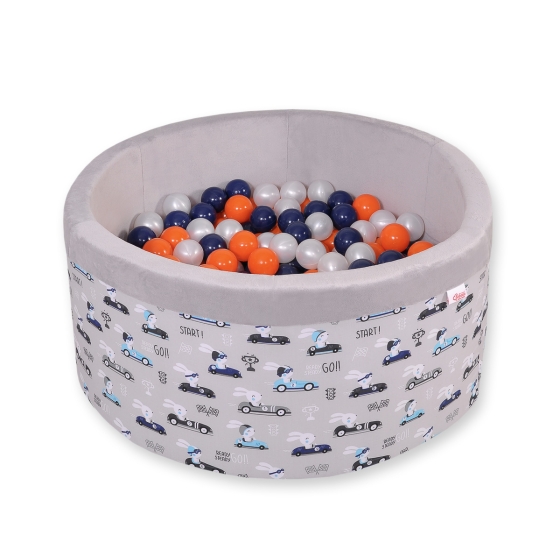 Toddlers Ball-pit minky with balls 200pcs - gray rabbits