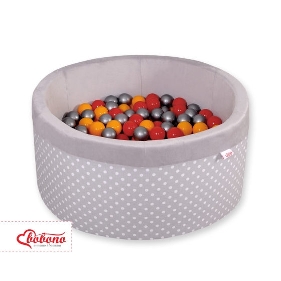Toddlers Ball-pit minky with balls 200pcs - white dots on Gray