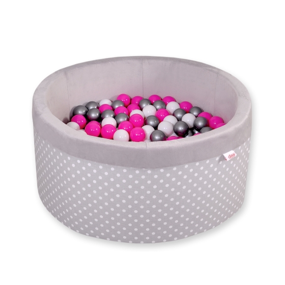 Toddlers Ball-pit minky with balls 200pcs - white dots on Gray