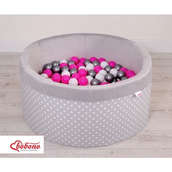 Toddlers Ball-pit minky with balls 200pcs - white dots on Gray