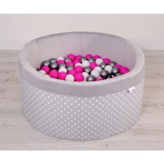 Toddlers Ball-pit minky with balls 200pcs - white dots on Gray