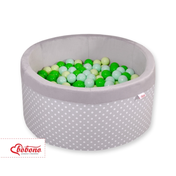 Toddlers Ball-pit minky with balls 200pcs - white dots on Gray