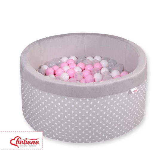 Toddlers Ball-pit minky with balls 200pcs - white dots on Gray