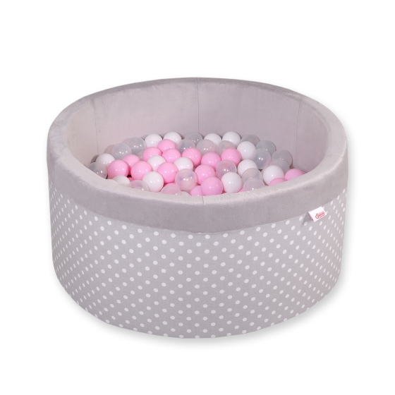 Toddlers Ball-pit minky with balls 200pcs - white dots on Gray