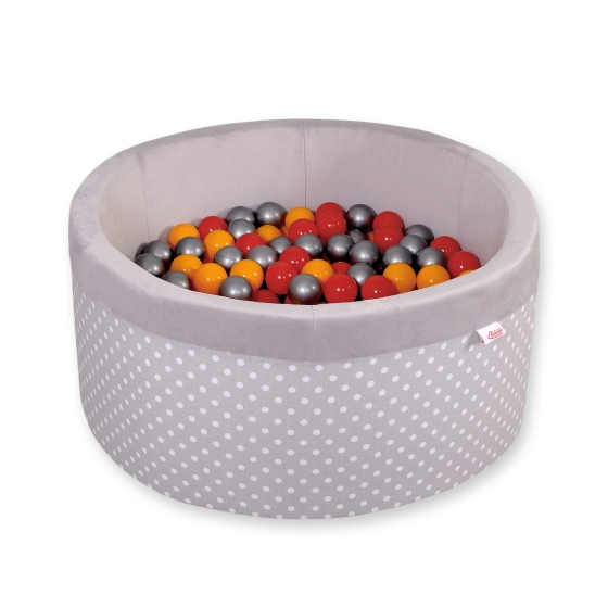 Toddlers Ball-pit minky with balls 200pcs - white dots on Gray