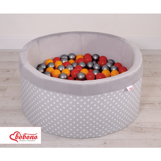 Toddlers Ball-pit minky with balls 200pcs - white dots on Gray