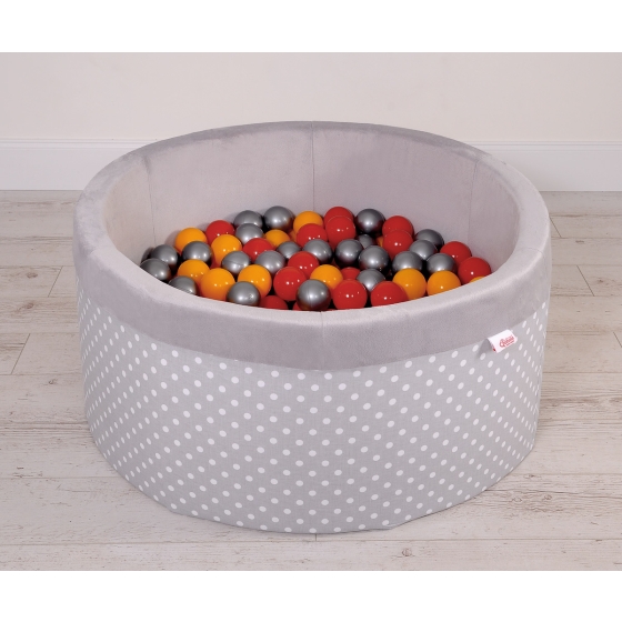 Toddlers Ball-pit minky with balls 200pcs - white dots on Gray