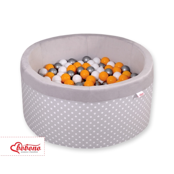 Toddlers Ball-pit minky with balls 200pcs - white dots on Gray