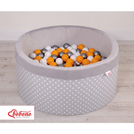 Toddlers Ball-pit minky with balls 200pcs - white dots on Gray