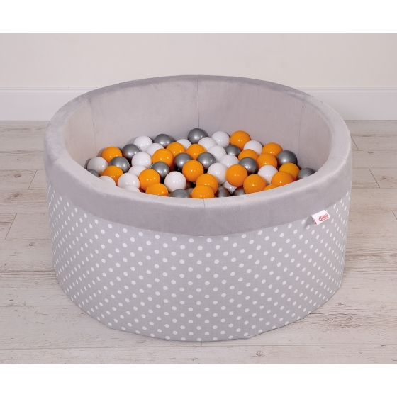 Toddlers Ball-pit minky with balls 200pcs - white dots on Gray