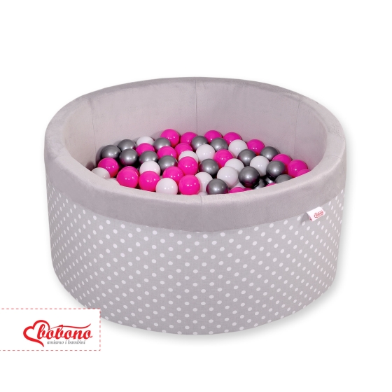 Toddlers Ball-pit minky with balls 200pcs - white dots on Gray