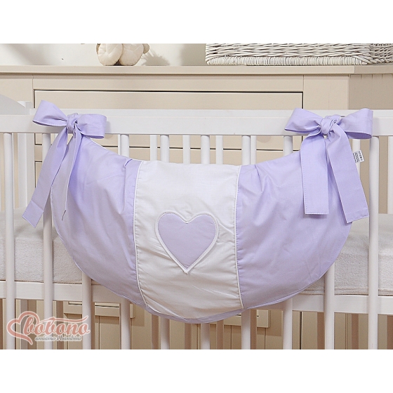 Toys bag for Cotbed - Hanging Hearts lilac