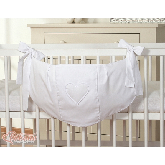 Toys bag for Cotbed - Hanging Hearts white