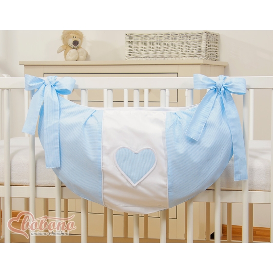 Toys bag- Hanging Hearts blue stripes