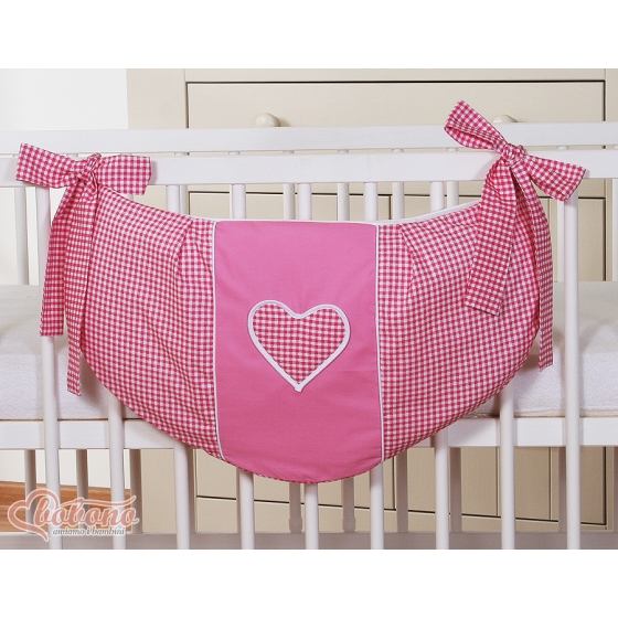 Toys bag- Hanging Hearts dark pink checkered