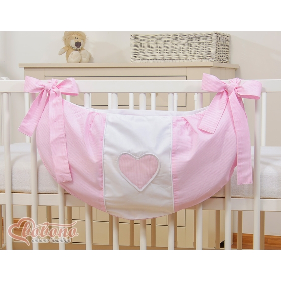 Toys bag- Hanging Hearts pink stripes