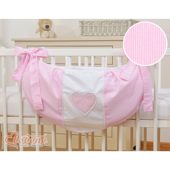 Toys bag- Hanging Hearts pink stripes