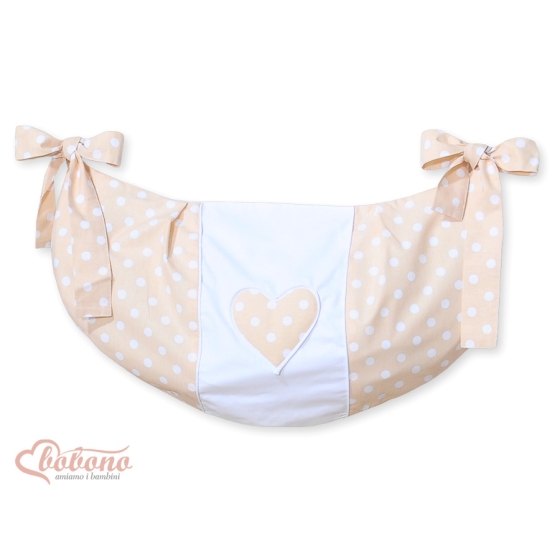 Toys bag- Hanging Hearts white dots on beige