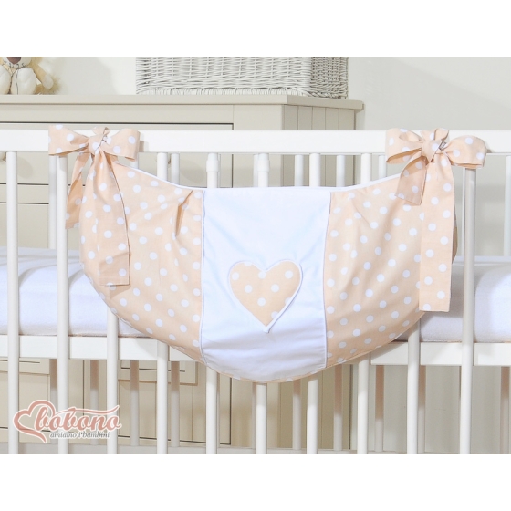 Toys bag- Hanging Hearts white dots on beige