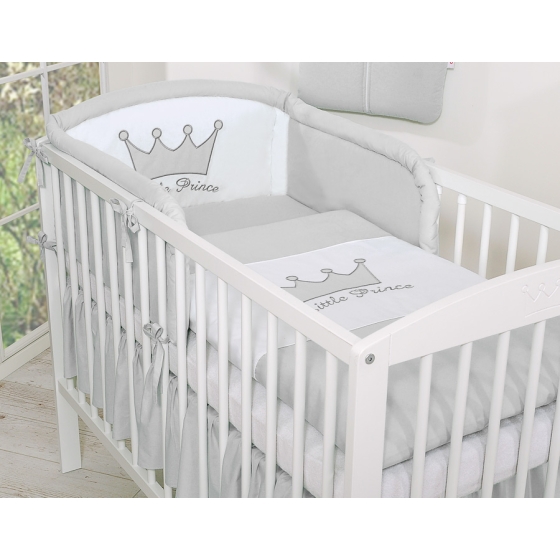 Universal Baby Bed Bumper- Little Prince/Princess gray