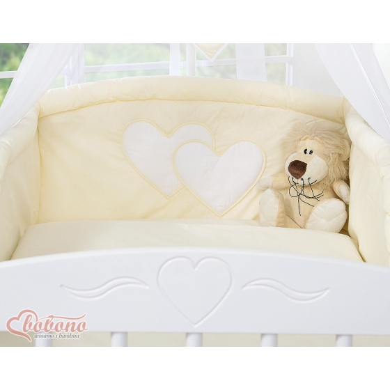 Universal Baby cot bumper- Hanging Hearts cream